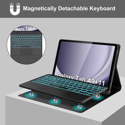 typecase Keyboard case for Samsung Galaxy Tab A11+ / A11 Plus 2025 (11 Inch) & A9+/ A9 Plus 2023 (11 Inch),7-Color Backlit & Touchpad,Multi Angle,Wireless Magnetically Detachable Keyboard Cover-Black - Openbox