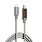 Neopack 1.5M USB-C to C Connector Smart Auto-off LCD Display Cable 60W Compatible with Notebook, Macbook, Smartphones, Power Banks, Earbuds and All USB-C Enabled Devices (Grey) - NEW