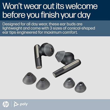 Poly (Plantronics + Polycom)Voyager Free 60 UC True Wireless Earbuds, In-Ear W/Noise-Canceling Mic, 5.8G, Compatible W/Iphone, Android, PC/Mac, Zoom, Teams, Up To 16.5 Hours Talk Time, Black - Openbox