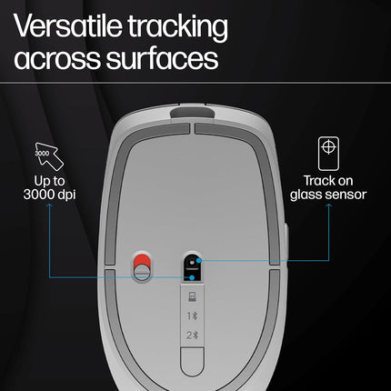 HP 710 Rechargeable Silent Mouse/6 programmable buttons/90-day Rechargeable Battery Life Track-On Glass Sensor(Silver)