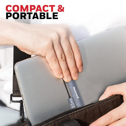 Honeywell Newly Launched 4-in-1 Ultra Slim USB Hub 1xUSB 3.0 & 3 x USB 2.0 Ports, 30cms Cable, DataTransfer Speed Upto 5GBPS - OPENBOX