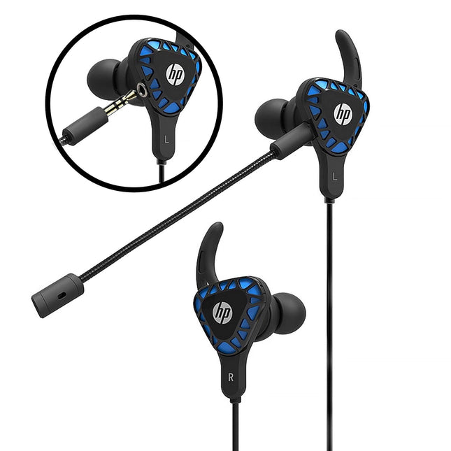 HP Wired Gaming Earbuds with mic Deep Bass Earphones in-Ear Headset Headphone with Detachable Dual Microphone - Openbox