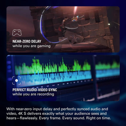Elgato 4K S – External Capture Card for PS5, Xbox Series X/S, Switch 2, PC, Mac, iPad | 4K60, 1440p120, or 1080p240 Passthrough and Capture, HDR10, VRR, USB-C, Near-Zero Latency - Openbox
