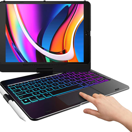 Typecase Flexbook Keyboard for iPad 9th Gen,8th Gen & 7th Gen (10.2 Inch), iPad Air 3, iPad Pro-10.5 Inch, 10 Color Backlight, 360° Rotation, Pencil Holder, Trackpad, Bluetooth - openbox