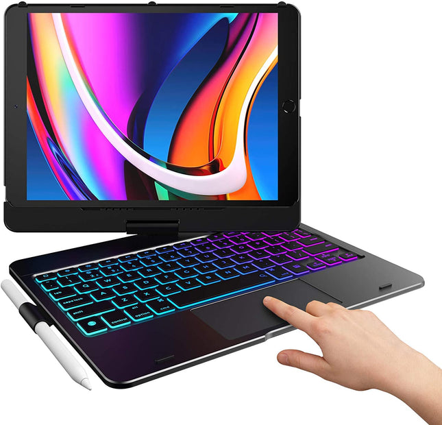 Typecase Flexbook Keyboard for iPad 9th Gen,8th Gen & 7th Gen (10.2 Inch), iPad Air 3, iPad Pro-10.5 Inch, 10 Color Backlight, 360° Rotation, Pencil Holder, Trackpad, Bluetooth - openbox