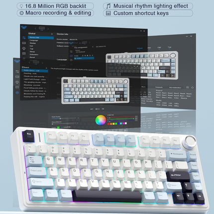 Aula F75 75% Wireless Mechanical Keyboard | Hot Swappable | Pre-lubed Linear Switches | RGB Backlit | 2.4GHz/Type-C/Bluetooth Gaming Keyboard - Openbox