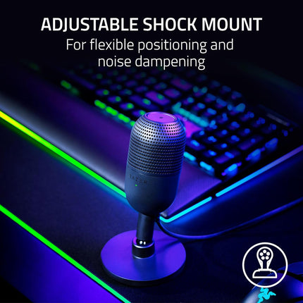 Razer Seiren V3 Mini USB Microphone: Condenser Mic - Supercardioid Pickup Pattern - Tap-to-Mute Sensor with LED Indicator - Shock Absorber - Ultra Compact - PC, Discord, OBS Studio, XSplit - Openbox