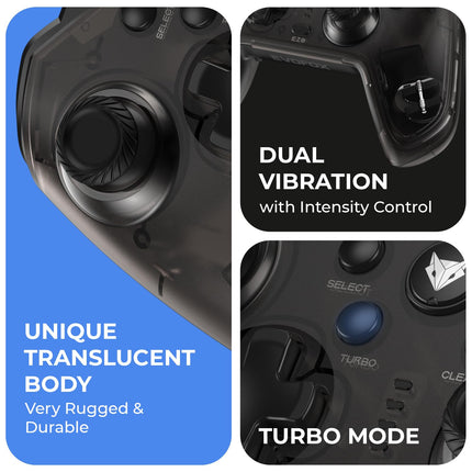 EvoFox Elite X Wired Gaming Controller for PC with 2 Programmable Macro Back Buttons, Adjustable Dual Vibration Motors,Turbo Mode for PC (Assorted Color) - Openbox