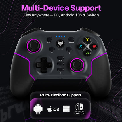 EvoFox Elite X2 Pro Gaming Controller for PC, Android, TV, Switch Tri-Mode -2.4G/BT/Wired Gamepad, HallSense Magnetic Triggers & Joystick