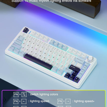 Aula F75 75% Wireless Mechanical Keyboard | Hot Swappable | Pre-lubed Linear Switches | RGB Backlit | 2.4GHz/Type-C/Bluetooth Gaming Keyboard - Openbox