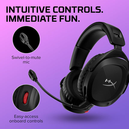 HyperX Cloud Stinger 2 Wireless Gaming Headset Compatible with PC. Noise-Cancelling Swivel-to-Mute Microphone, Comfortable Memory Foam - Openbox
