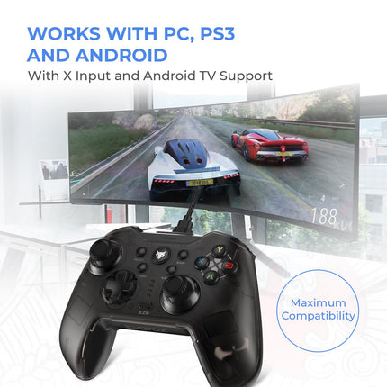EvoFox Elite X Wired Gaming Controller for PC with 2 Programmable Macro Back Buttons, Adjustable Dual Vibration Motors,Turbo Mode for PC (Assorted Color) - Openbox