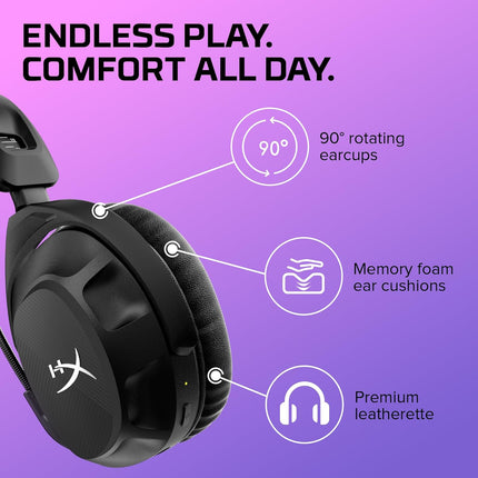 HyperX Cloud Stinger 2 Wireless Gaming Headset Compatible with PC. Noise-Cancelling Swivel-to-Mute Microphone, Comfortable Memory Foam - Openbox