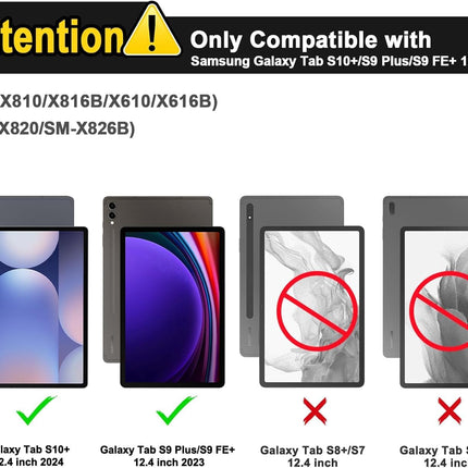 typecase Keyboard Case for Samsung Galaxy Tab S10+, S9+ & S9 FE+ (12.4 Inch) with 7-Colors Backlit, S-Pen Holder, 3 Viewing Angle, Magnetically Detachable Wireless Keyboard (NOT Fit S10 FE+) - Openbox