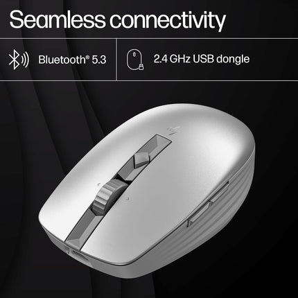 HP 710 Rechargeable Silent Mouse/6 programmable buttons/90-day Rechargeable Battery Life Track-On Glass Sensor(Silver)