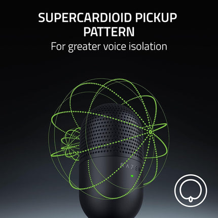 Razer Seiren V3 Mini USB Microphone: Condenser Mic - Supercardioid Pickup Pattern - Tap-to-Mute Sensor with LED Indicator - Shock Absorber - Ultra Compact - PC, Discord, OBS Studio, XSplit - Openbox