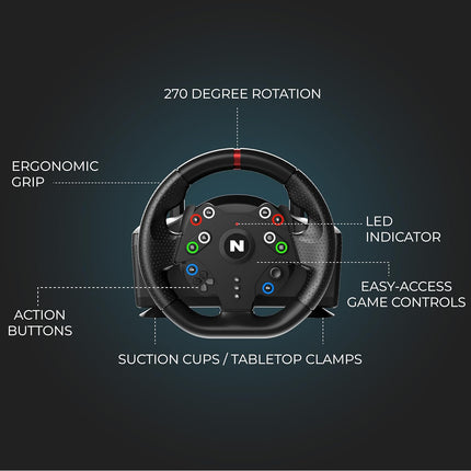 Nitho Drive Pro Sport V23 Gaming Steering Wheel with H-Pattern Gear Shifter and 3 Pedals Set, Racing Wheel for PC, PS4, Switch, Xbox One & Xbox Series X|S, 270° Zero Dead Zone Car Driving Simulator - OPENBOX