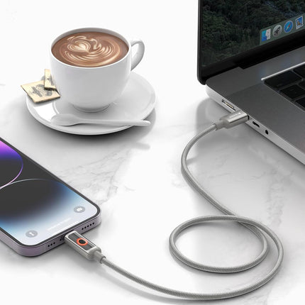 Neopack 1.5M USB-C to Lightning Connector Smart Auto-off LCD Display Cable 30W Compatible with Macbook, iPhone, iPad and More (Grey) - NEW