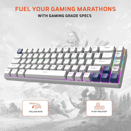 EvoFox Katana S Mini Wired Mechanical Keyboard | Hot-Swappable Silent Red Switches | 68-Key Compact Layout | Vivid Rainbow Backlighting | 1000Hz Polling Rate, All Keys Anti-Ghosting - Openbox (Assorted Color)