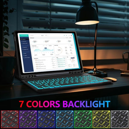 typecase Keyboard Case for Samsung Galaxy Tab S10+, S9+ & S9 FE+ (12.4 Inch) with 7-Colors Backlit, S-Pen Holder, 3 Viewing Angle, Magnetically Detachable Wireless Keyboard (NOT Fit S10 FE+) - Openbox