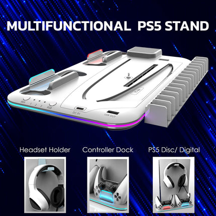 Ant Esports Dock5 RGB with Cooling Fan and Dual Controller Charger Station for PS5 Console - openbox