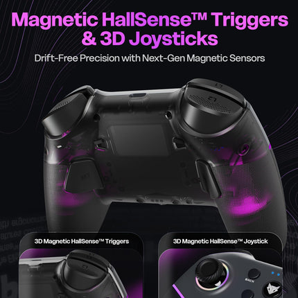 EvoFox Elite X2 Pro Gaming Controller for PC, Android, TV, Switch Tri-Mode -2.4G/BT/Wired Gamepad, HallSense Magnetic Triggers & Joystick