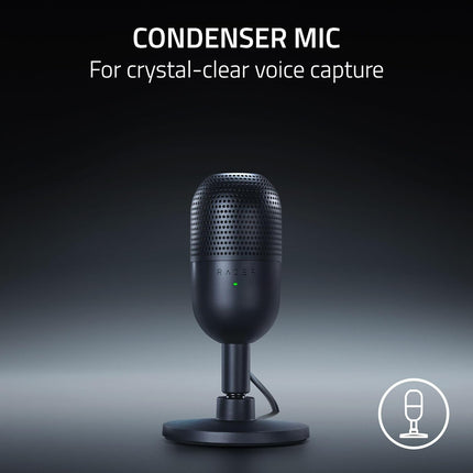 Razer Seiren V3 Mini USB Microphone: Condenser Mic - Supercardioid Pickup Pattern - Tap-to-Mute Sensor with LED Indicator - Shock Absorber - Ultra Compact - PC, Discord, OBS Studio, XSplit - Openbox