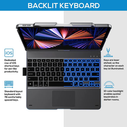 typecase Touch Case with Keyboard for iPad Pro 13-inch(M5/M4, 2025/2024), iPad Air 13 (M4/M3/M2, 2026/2025/2024) & iPad Pro 12.9 (6th/5th/4th/3rd) Trackpad, 360° Rotatable - OpenBox (Assorted Color)