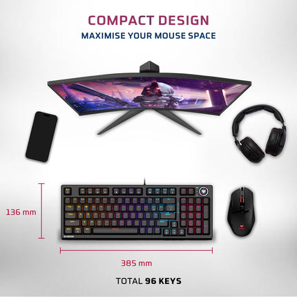 EvoFox Katana X2 FS Mechanical Gaming Keyboard | 3‑Pin Replaceable Clicky Blue Switches, Dynamic Backlighting, All Keys Anti‑Ghosting, Volume Knob, Copilot, Xbox Gamebar, Screenshot - OPENBOX (Assorted Colors)