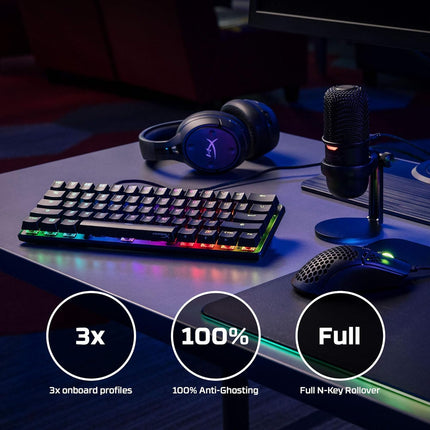 HyperX Alloy Origins 60 Smartchoice- USB-C Mechanical Gaming Keyboard - Ultra Compact 60% Form Factor - Red Switch - Double Shot PBT Keycaps - RGB LED Backlit - NGENUITY Software Compatible - Openbox