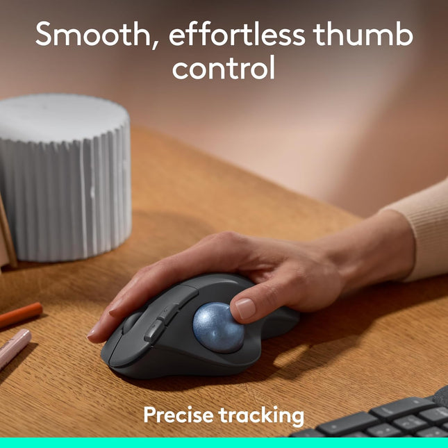Logitech Ergo M575 Wireless Trackball Mouse - Easy Thumb Control, Precision and Smooth Tracking, Ergonomic Comfort Design, for Windows, PC and Mac with Bluetooth and USB Capabilities - Openbox