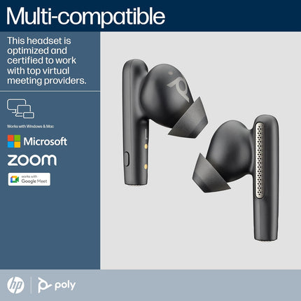 Poly (Plantronics + Polycom)Voyager Free 60 UC True Wireless Earbuds, In-Ear W/Noise-Canceling Mic, 5.8G, Compatible W/Iphone, Android, PC/Mac, Zoom, Teams, Up To 16.5 Hours Talk Time, Black - Openbox