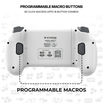 EvoFox Deck 2 Smartphone Gamepad with Hall Effect Triggers & Joysticks | Bluetooth Wireless Controller for Android, iOS, Windows, macOS & Nintendo Switch | Key Mapping, Macro Buttons, RGB Lighting - OPENBOX