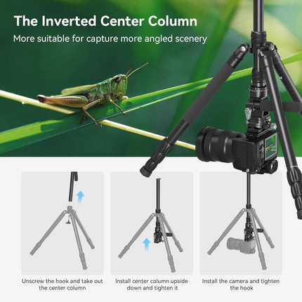 SmallRig CT195 Video Tripod Kit, 73" Camera Tripod with Pan Tilt Fluid Head for Vertical/Horizontal Shooting, Max Load 15kg / 33Ibs for Camcorder, Mirrorless, DSLR - 4307 - Openbox