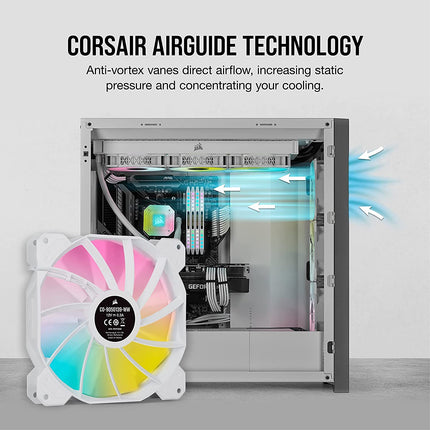 Corsair iCUE SP140 RGB Elite Performance 140mm White PWM Dual Fan Kit with Lighting Node CORE -Openbox
