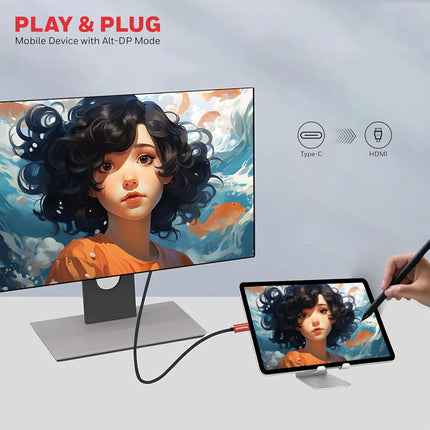 Honeywell Type C to 2.0 HDMI Cable, 4Kx2K@60Hz UHD Resolution, 2 Mtr, 18GBPS Transmission Speed, High-Speed, Male to Male, Compatible with TV, Laptop, Type-C Smartphone, Projector, etc - OPENBOX