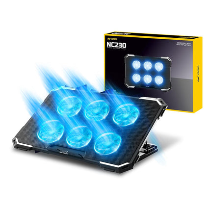 Ant Esports NC230 Gaming Notebook Cooler for 10–17 Inch Laptops | Cooling Pad with 6 Fans RGB | USB Powered Silent Fan | Adjustable Height Cooling Stand | Compatible with MacBook, PS5 & PS4 - Openbox