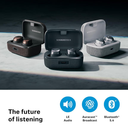 Sennheiser MOMENTUM True Wireless 4 Earbuds,TrueResponse Drivers, Lossless Audio, Auracast, Adaptive ANC, Anti‑Wind+Transparency Modes, 30 Hrs Battery, Qi Fast Charge, 6‑Mics,1Y Warranty, Black-Copper - OPENBOX