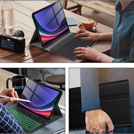 typecase Keyboard Case for Samsung Galaxy Tab S10+, S9+ & S9 FE+ (12.4 Inch) with 7-Colors Backlit, S-Pen Holder, 3 Viewing Angle, Magnetically Detachable Wireless Keyboard (NOT Fit S10 FE+) - Openbox