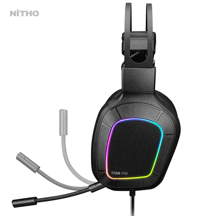 Nitho Titan PRO 7.1 Surround Gaming Headset with Cardioid Microphone for PS5, PS4, PC, Laptop, Over Ear Stereo Wired Gaming Headphones with RGB LED Light, 3.5 mm Audio Jack, 50 mm Drivers - Openbox