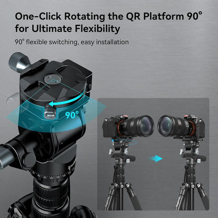 SmallRig CT195 Video Tripod Kit, 73" Camera Tripod with Pan Tilt Fluid Head for Vertical/Horizontal Shooting, Max Load 15kg / 33Ibs for Camcorder, Mirrorless, DSLR - 4307 - Openbox