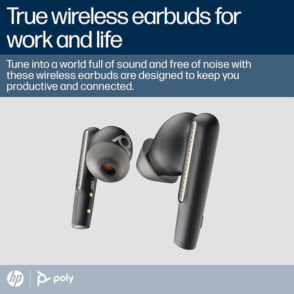 Poly (Plantronics + Polycom)Voyager Free 60 UC True Wireless Earbuds, In-Ear W/Noise-Canceling Mic, 5.8G, Compatible W/Iphone, Android, PC/Mac, Zoom, Teams, Up To 16.5 Hours Talk Time, Black - Openbox