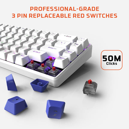 EvoFox Katana S Mini Wired Mechanical Keyboard | Hot-Swappable Silent Red Switches | 68-Key Compact Layout | Vivid Rainbow Backlighting | 1000Hz Polling Rate, All Keys Anti-Ghosting - Openbox (Assorted Color)