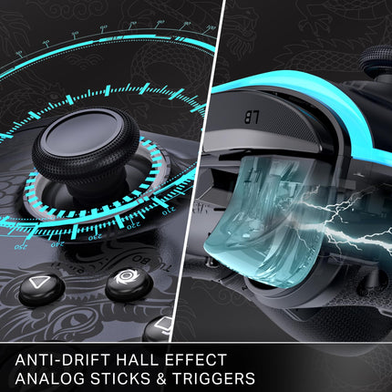 PowerA Battle Dragon™ Pro Wireless Controller with Lumectra for PC & Cloud Gaming: Magnetic Hall Effect, Asymmetric Rumble Motors, 30h Playtime (Not for iOS) - Openbox