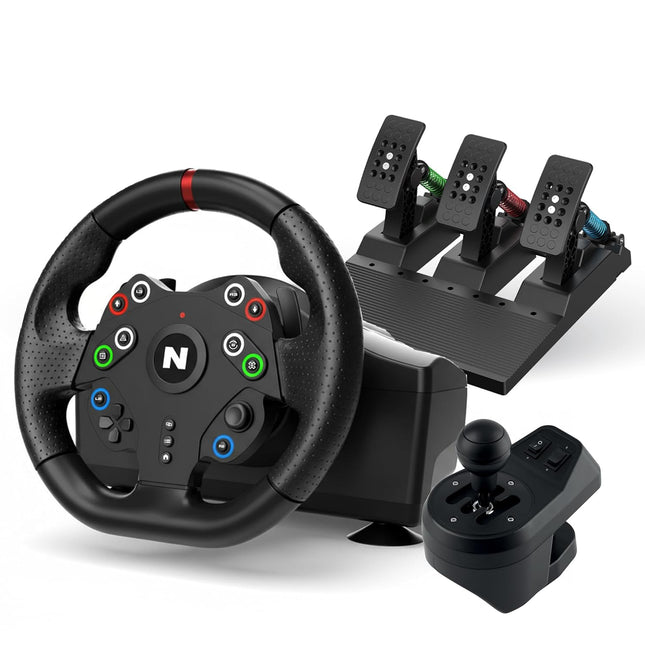 Nitho Drive Pro Sport V23 Gaming Steering Wheel with H-Pattern Gear Shifter and 3 Pedals Set, Racing Wheel for PC, PS4, Switch, Xbox One & Xbox Series X|S, 270° Zero Dead Zone Car Driving Simulator - OPENBOX