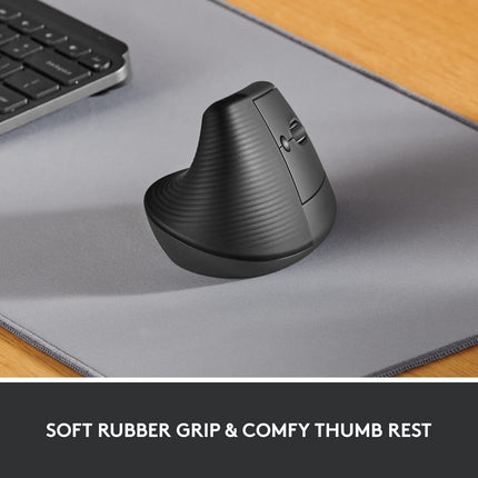 Logitech Lift Vertical Ergonomic Mouse, Wireless, Bluetooth or Logi Bolt USB Receiver, Quiet clicks, 4 Buttons, Compatible with Windows/macOS/iPadOS, Laptop, PC - Openbox