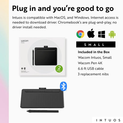 Wacom Intuos Bluetooth CTL-4100WL/K0-CX Digital Graphics Pen Tablet Small (7.8" x 6.3") -Openbox