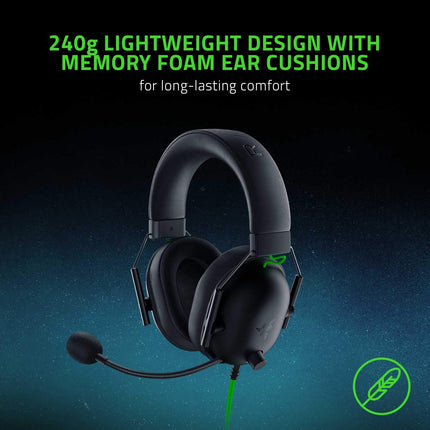 Razer BlackShark V2 X Smartchoice Wired Gaming Headset with Mic, 7.1 Surround Sound, 50mm Drivers, Memory Foam Cushions, Multi-Platform (PC/PS/Xbox/Switch/Mobile), 3.5mm Jack_Black - Openbox