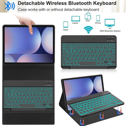 typecase Keyboard Case for Samsung Galaxy Tab S10+, S9+ & S9 FE+ (12.4 Inch) with 7-Colors Backlit, S-Pen Holder, 3 Viewing Angle, Magnetically Detachable Wireless Keyboard (NOT Fit S10 FE+) - Openbox