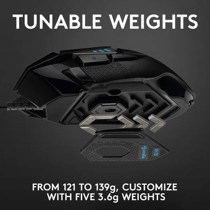 Logitech G502 Hero High Performance Wired USB Gaming Mouse, Hero 25K Sensor, 25,600 DPI, RGB, Adjustable Weights, 11 Programmable Buttons, On-Board Memory, PC/Mac - Black - Openbox